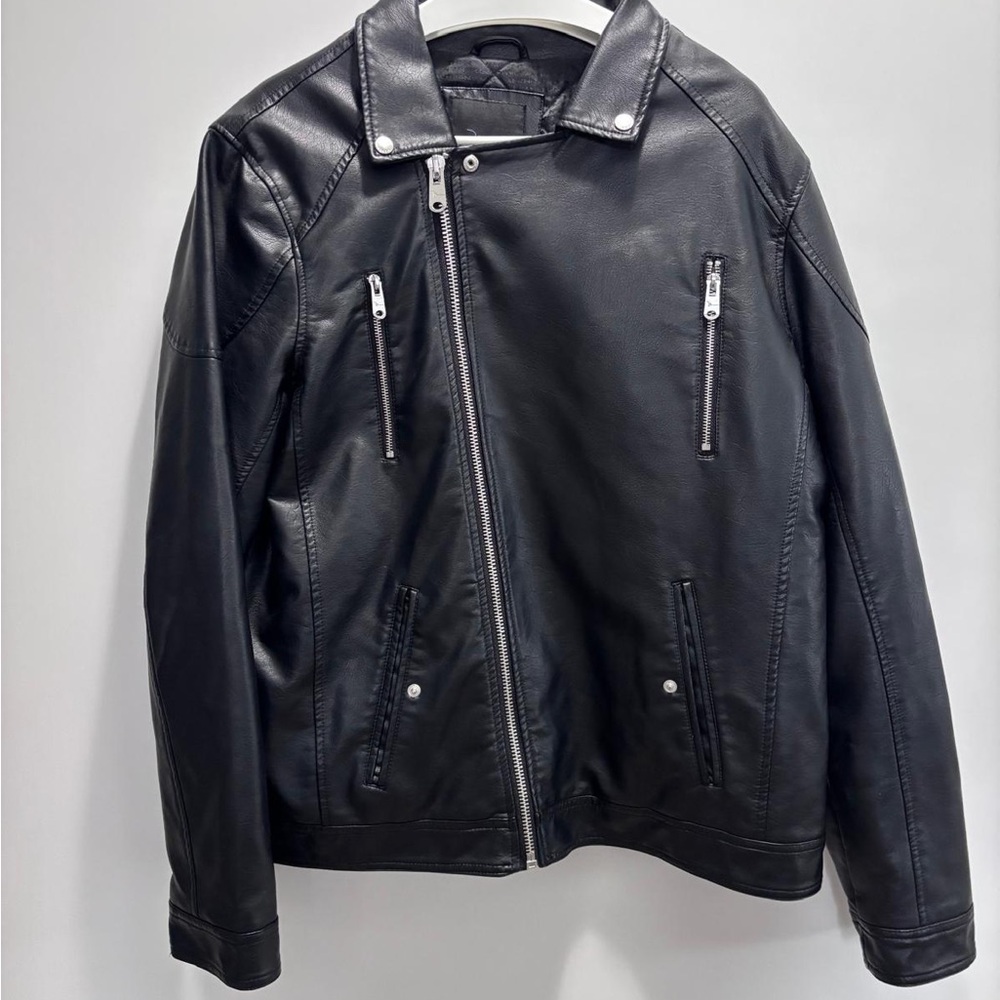 Marc Anthony Black Leather Bomber‎ Jacket